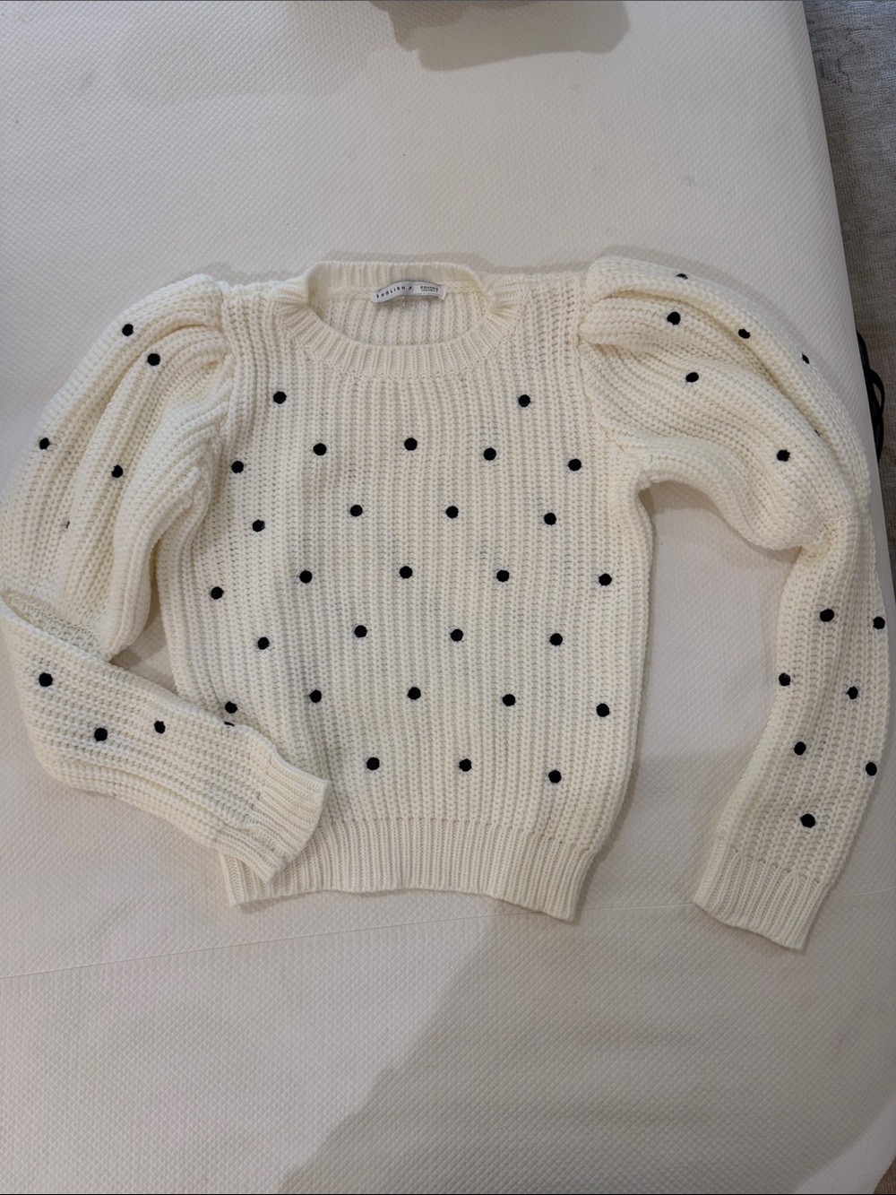 English Factory Cream Sweater with Black Polka Dots